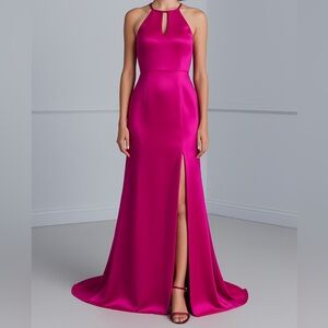 Amsale Nia Magenta Halter Maxi Dress‎